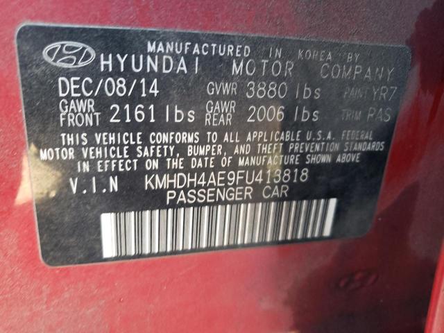 KMHDH4AE9FU413818 - 2015 HYUNDAI ELANTRA SE RED photo 12