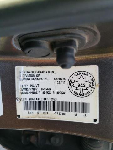 2HGFA1E61BH012992 - 2011 HONDA CIVIC LX-S رمادي صورة 12