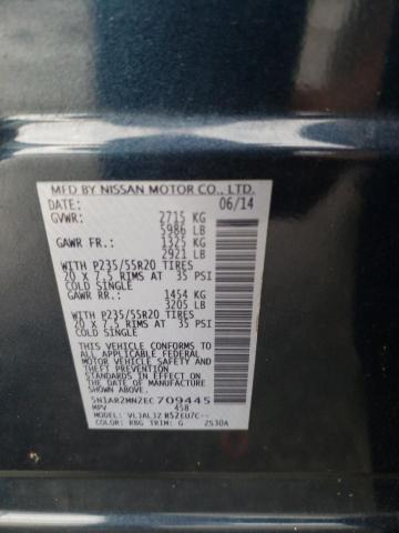 5N1AR2MN2EC709445 - 2014 NISSAN PATHFINDER S BLUE photo 13