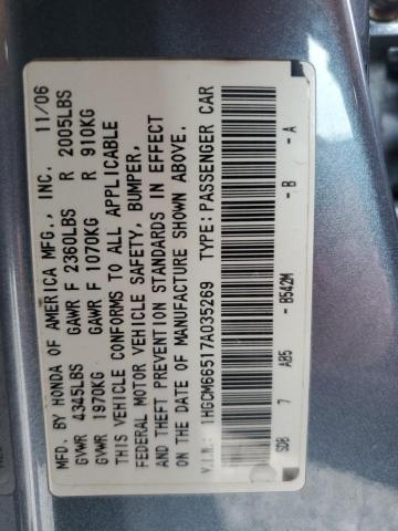 1HGCM66517A035269 - 2007 HONDA ACCORD EX BLUE photo 13