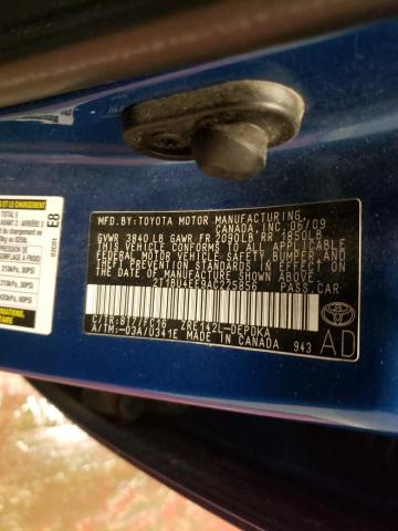 2T1BU4EE9AC225856 - 2010 TOYOTA COROLLA BASE BLUE photo 12