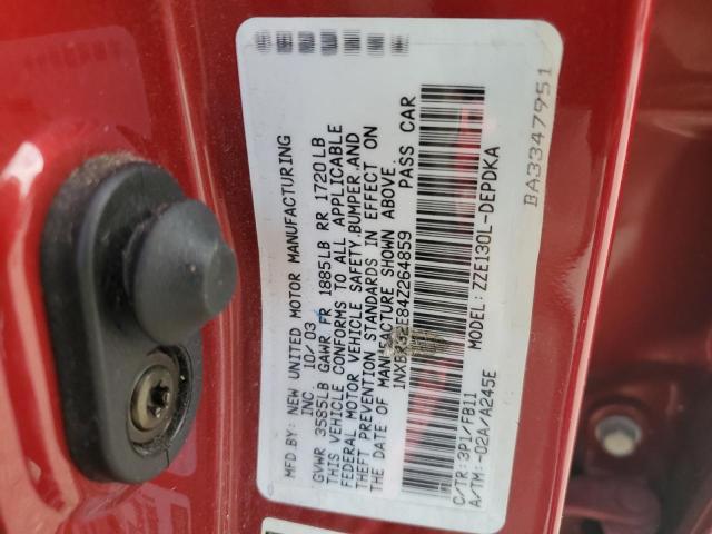 1NXBR32E84Z264859 - 2004 TOYOTA COROLLA CE RED photo 13