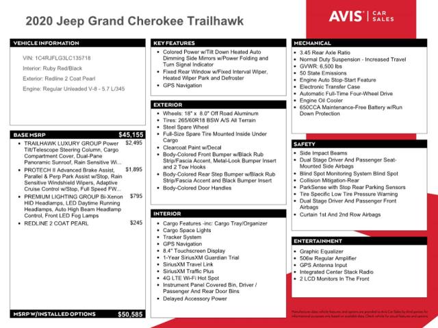 1C4RJFLG3LC135718 - 2020 JEEP GRAND CHER TRAILHAWK RED photo 14