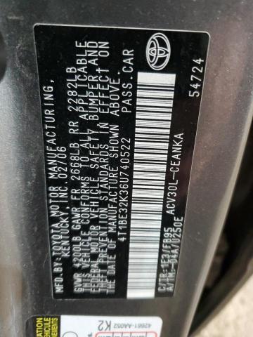 4T1BE32K36U740522 - 2006 TOYOTA CAMRY LE GRAY photo 12