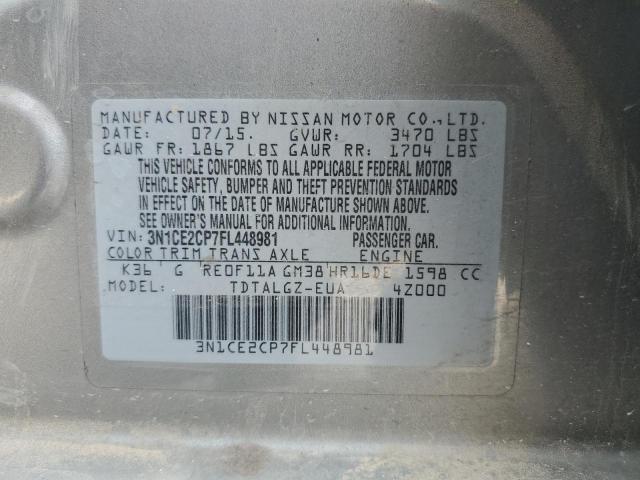 3N1CE2CP7FL448981 - 2015 NISSAN VERSA NOTE S SILVER photo 12