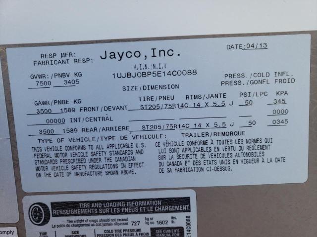 1UJBJ0BP5E14C0088 - 2014 JAYCO WHITE HAWK WHITE photo 10