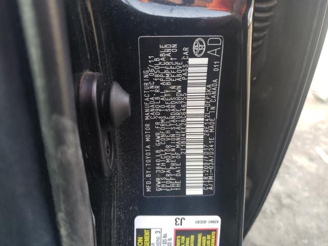 2T1BU4EE2BC646755 - 2011 TOYOTA COROLLA BASE BLACK photo 12
