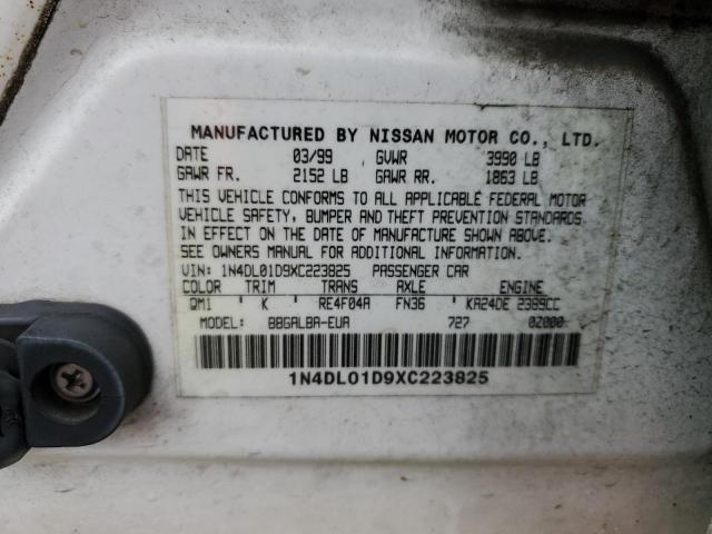 1N4DL01D9XC223825 - 1999 NISSAN ALTIMA XE WHITE photo 12