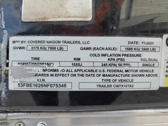 53FBE1626NF075346 - 2021 UTILITY TRAILER Qara foto 10