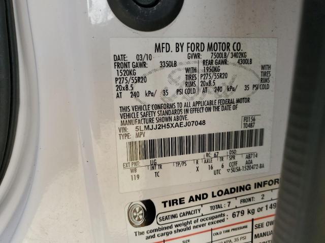 5LMJJ2H5XAEJ07048 - 2010 LINCOLN NAVIGATOR თეთრი ფოტო 13