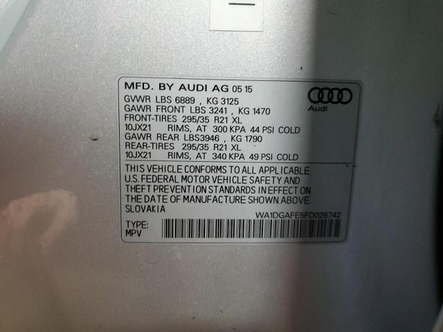 WA1DGAFE5FD026742 - 2015 AUDI Q7 PRESTIGE SILVER photo 12