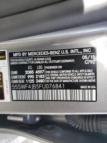 55SWF4JB5FU076841 - 2015 MERCEDES-BENZ C 300 SILVER photo 12