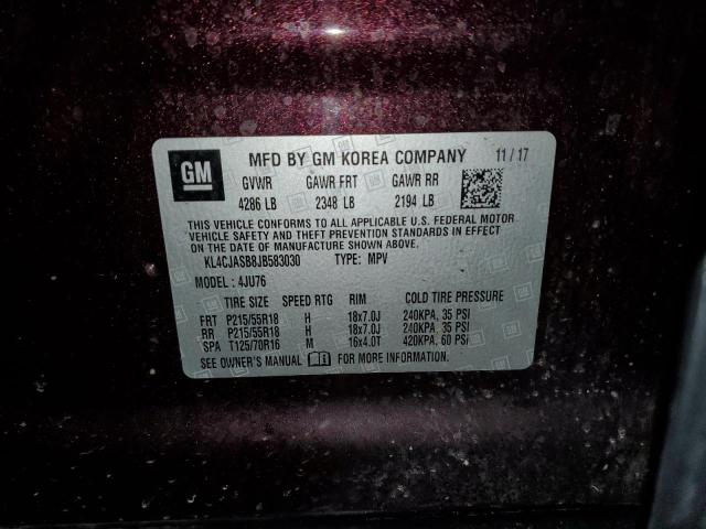 KL4CJASB8JB583030 - 2018 BUICK ENCORE PREFERRED Бордовый фото 13