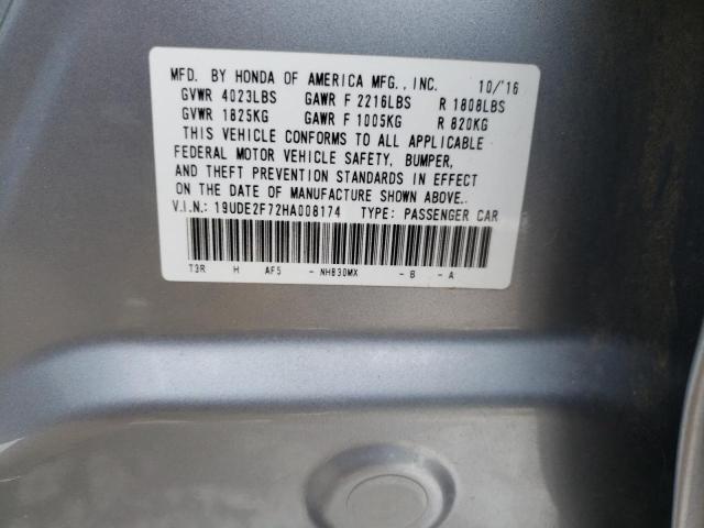 19UDE2F72HA008174 - 2017 ACURA ILX PREMIUM TECH SILVER photo 13