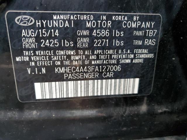 KMHEC4A43FA127006 - 2015 HYUNDAI SONATA HYBRID BLACK photo 12