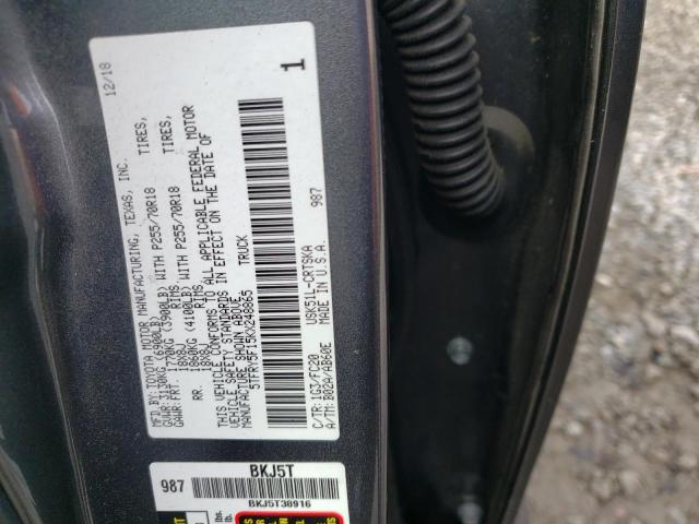 5TFRY5F15KX248865 - 2019 TOYOTA TUNDRA DOUBLE CAB SR/SR5 CHARCOAL photo 12