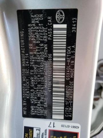 4T1BK1EBXEU110696 - 2014 TOYOTA AVALON BASE 银色 照片 13