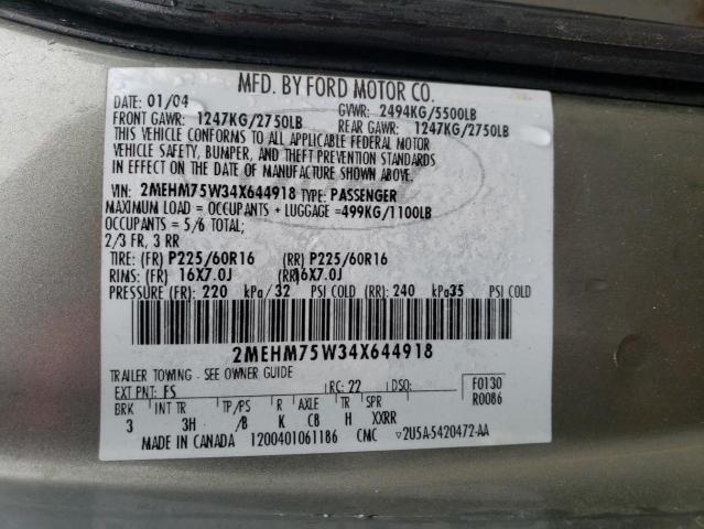 2MEHM75W34X644918 - 2004 MERCURY GRAND MARQ LS GRAY photo 12