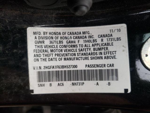 2HGFA1F63BH527300 - 2011 HONDA CIVIC LX-S أسود صورة 12