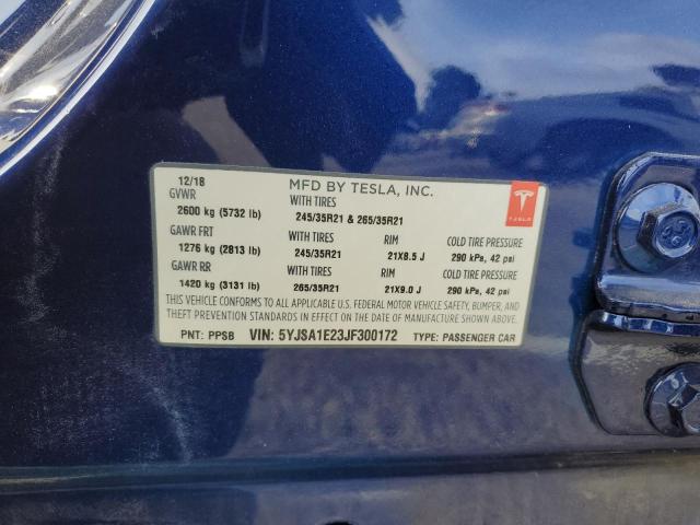 5YJSA1E23JF300172 - 2018 TESLA MODEL S Mavi foto 13