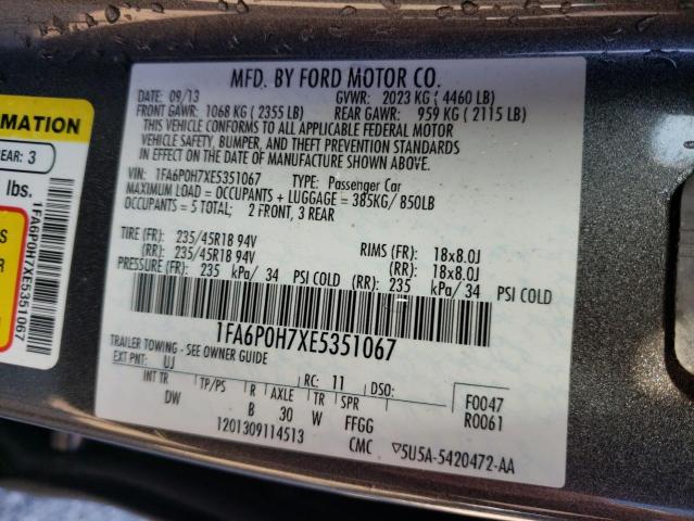 1FA6P0H7XE5351067 - 2014 FORD FUSION SE CHARCOAL photo 12