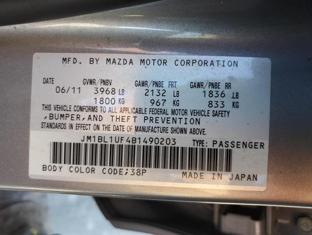 JM1BL1UF4B1490203 - 2011 MAZDA 3 I SILVER photo 12