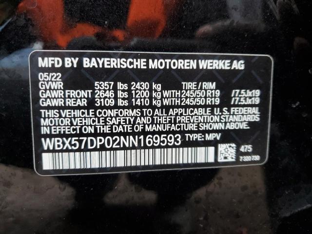 WBX57DP02NN169593 - 2022 BMW X3 XDRIVE30I BLACK photo 13