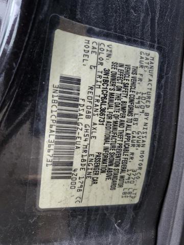 3N1BC1CP6AL366731 - 2010 NISSAN VERSA S BLACK photo 12