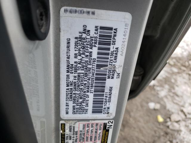 2T1BR32E34C277763 - 2004 TOYOTA COROLLA CE SILVER photo 12