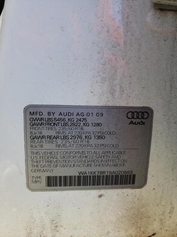 WA1KK78R19A020869 - 2009 AUDI Q5 3.2 WHITE photo 13