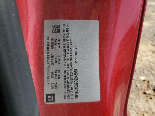 2G1FC1E32D9243968 - 2013 CHEVROLET CAMARO LT RED photo 13