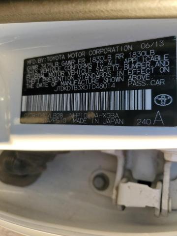 JTDKDTB3XD1048014 - 2013 TOYOTA PRIUS C WHITE photo 13