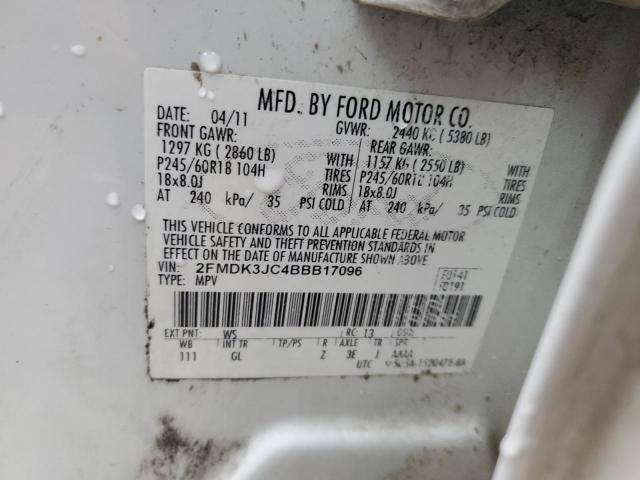 2FMDK3JC4BBB17096 - 2011 FORD EDGE SEL WHITE photo 13