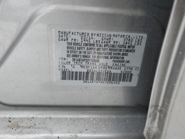 3N1AB7APXEY226405 - 2014 NISSAN SENTRA S GRAY photo 12