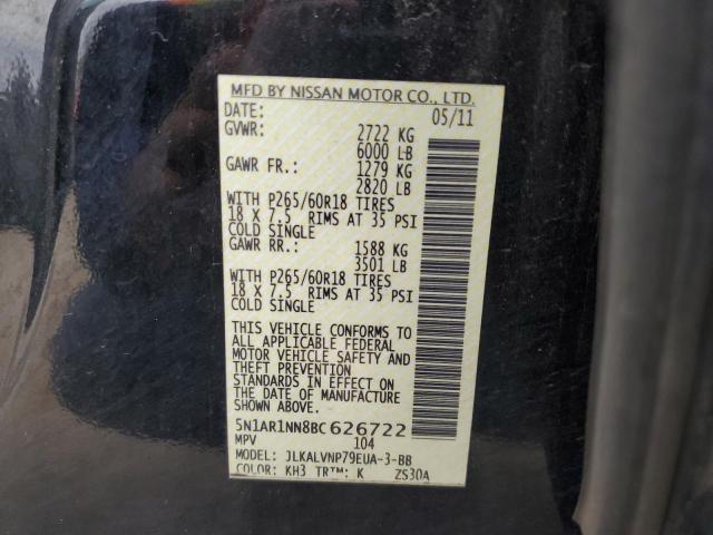 5N1AR1NN8BC626722 - 2011 NISSAN PATHFINDER S BLACK photo 13