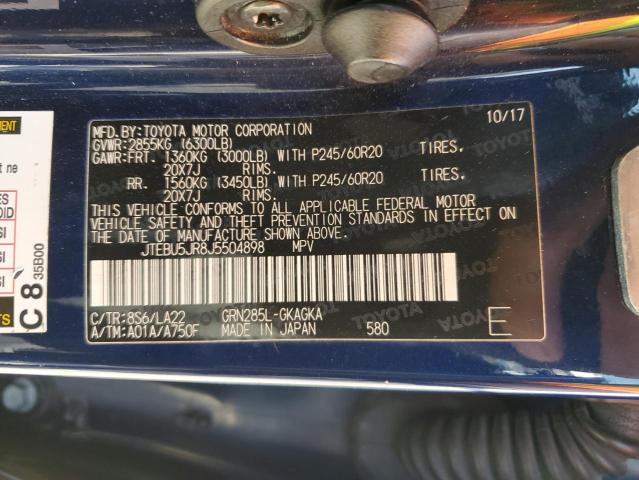 JTEBU5JR8J5504898 - 2018 TOYOTA 4RUNNER SR5/SR5 PREMIUM 蓝色 照片 13