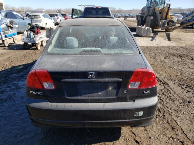 2HGES16505H523533 - 2005 HONDA CIVIC LX BLACK photo 6