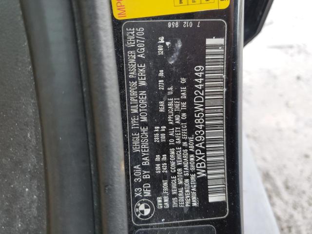 WBXPA93485WD24449 - 2005 BMW X3 3.0I BLACK photo 13