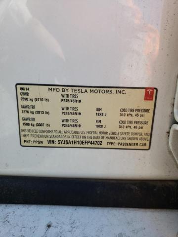5YJSA1H10EFP44702 - 2014 TESLA MODEL S Ağ foto 13