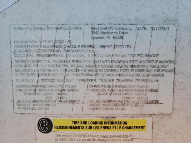 4YDT25227JD415407 - 2018 KEYSTONE PASSPORT WHITE photo 10