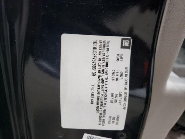 1G1AL52F757603139 - 2005 CHEVROLET COBALT LS BLACK photo 12