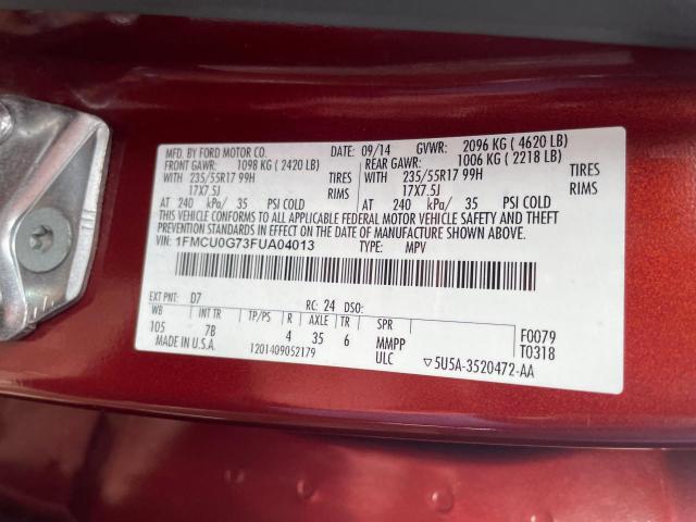 1FMCU0G73FUA04013 - 2015 FORD ESCAPE SE RED photo 10