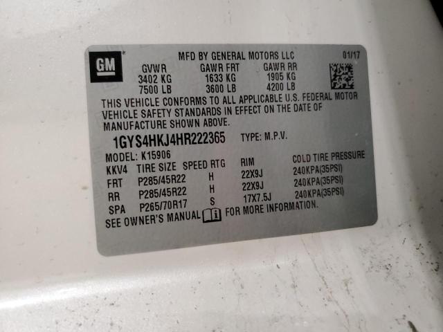 1GYS4HKJ4HR222365 - 2017 CADILLAC ESCALADE ESV LUXURY WHITE photo 13