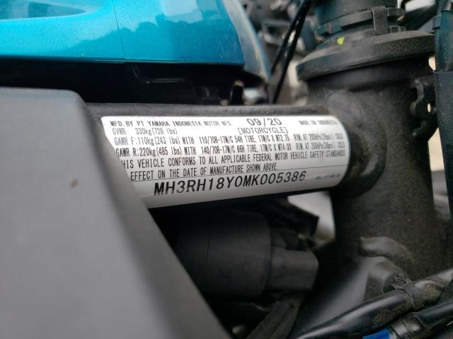 MH3RH18Y0MK005386 - 2021 YAMAHA YZFR3 A TEAL photo 10