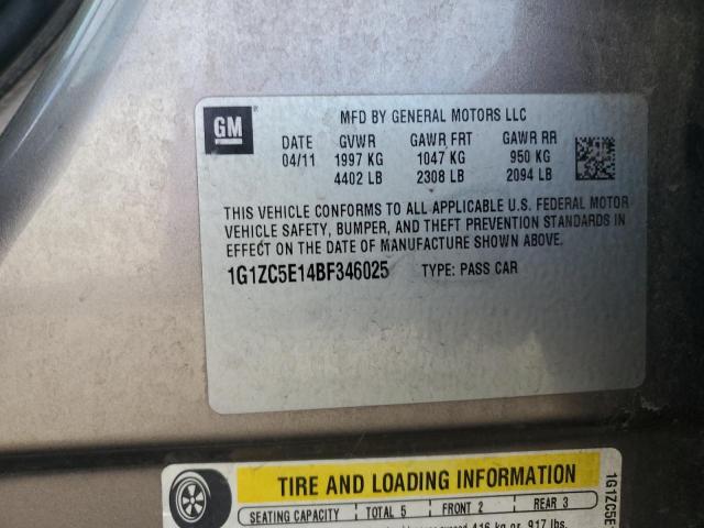 1G1ZC5E14BF346025 - 2011 CHEVROLET MALIBU 1LT 灰色 照片 12