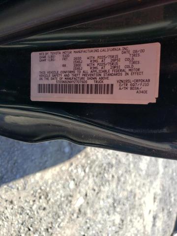 5TESN92NXYZ707920 - 2000 TOYOTA TACOMA XTRACAB PRERUNNER მწვანე ფოტო 12