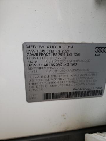 WA1AECF32L1113482 - 2020 AUDI Q3 PREMIUM WHITE photo 13