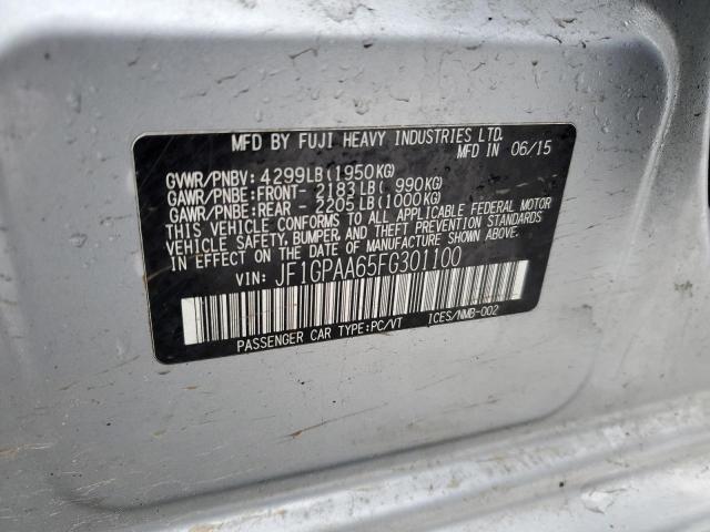 JF1GPAA65FG301100 - 2015 SUBARU IMPREZA SILVER photo 12