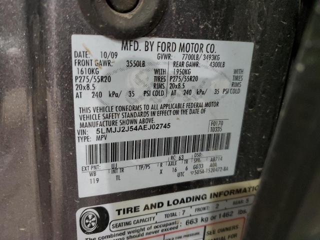 5LMJJ2J54AEJ02745 - 2010 LINCOLN NAVIGATOR ნაცრისფერი ფოტო 13