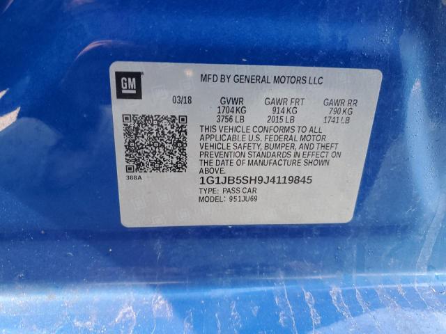 1G1JB5SH9J4119845 - 2018 CHEVROLET SONIC LS BLUE photo 12